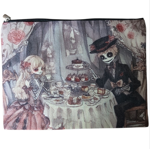 Source Unknown Handbags - Gothic Skeleton Tea Party Cosmetic Bag/Pouch